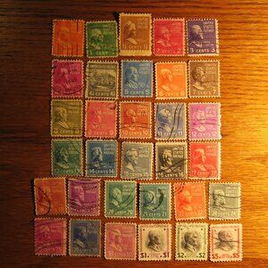 1938 complete set of 32 U.S. stamps 1/2 cent through 5 dollar stamp
